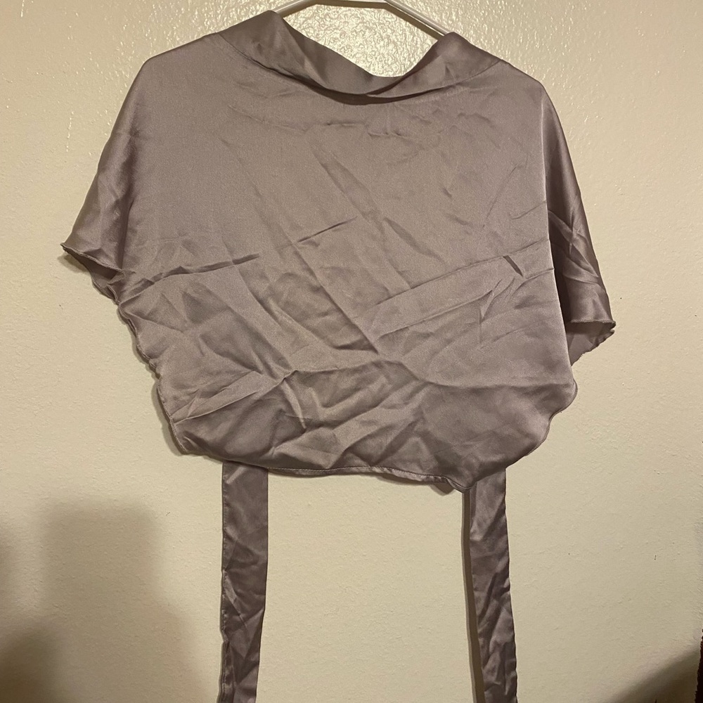 Amazon Grey backless tie back blouse